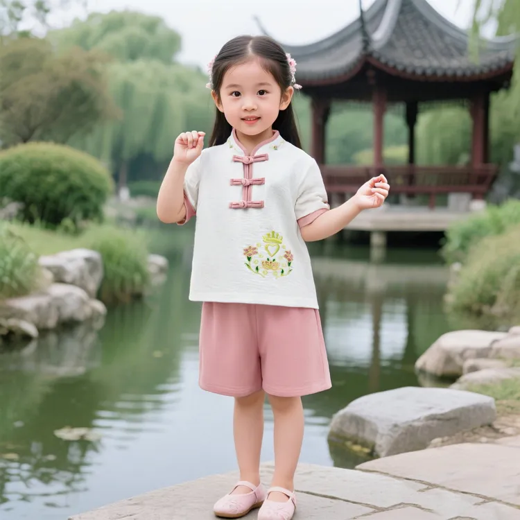 儿童汉服男童中国风唐装春夏女童民国风合唱服小学生毕业照表演服