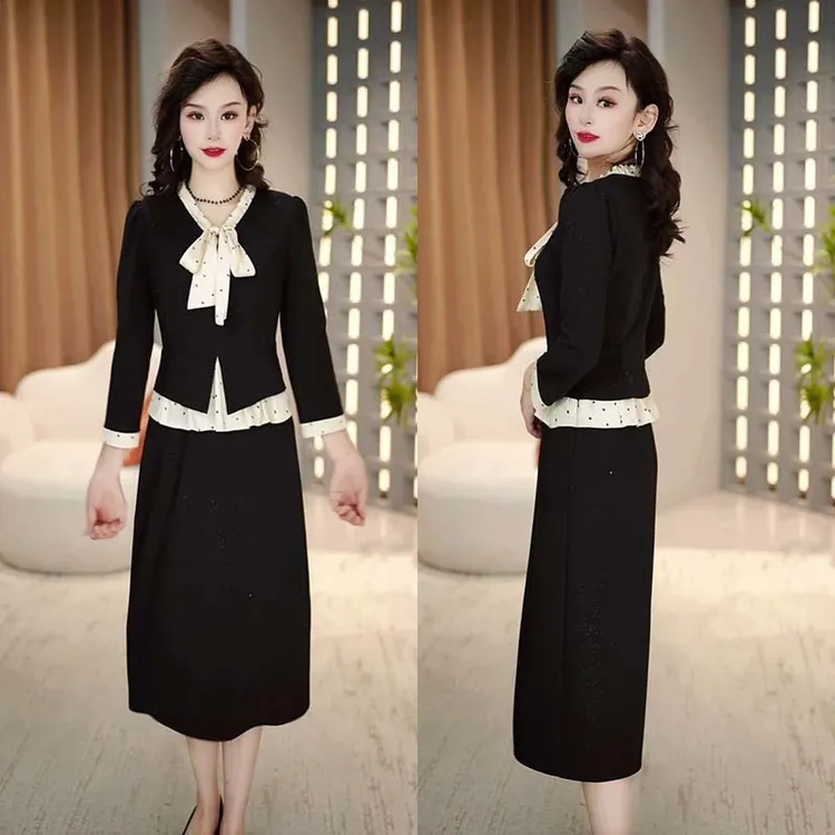 春秋新款洋气时尚优雅显瘦设计感气质名媛长袖连衣裙QJ0045