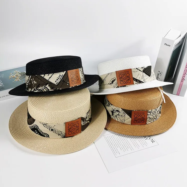 帽子女法式复古优雅草帽女士夏天网红款海边旅游度假平顶遮阳帽