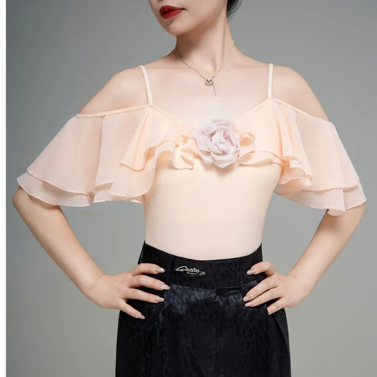 薇葶丹斯WAITING DANCE 超仙一字肩吊带摩登舞服女士上衣WTML028