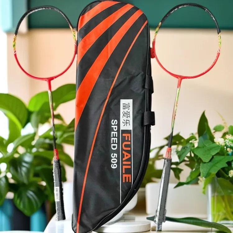 509铁合金一体羽毛球拍 绿色橙色大刀包学生耐打训练娱乐款