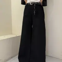 秋季宽松直筒大腿时尚百搭休闲长裤含腰带