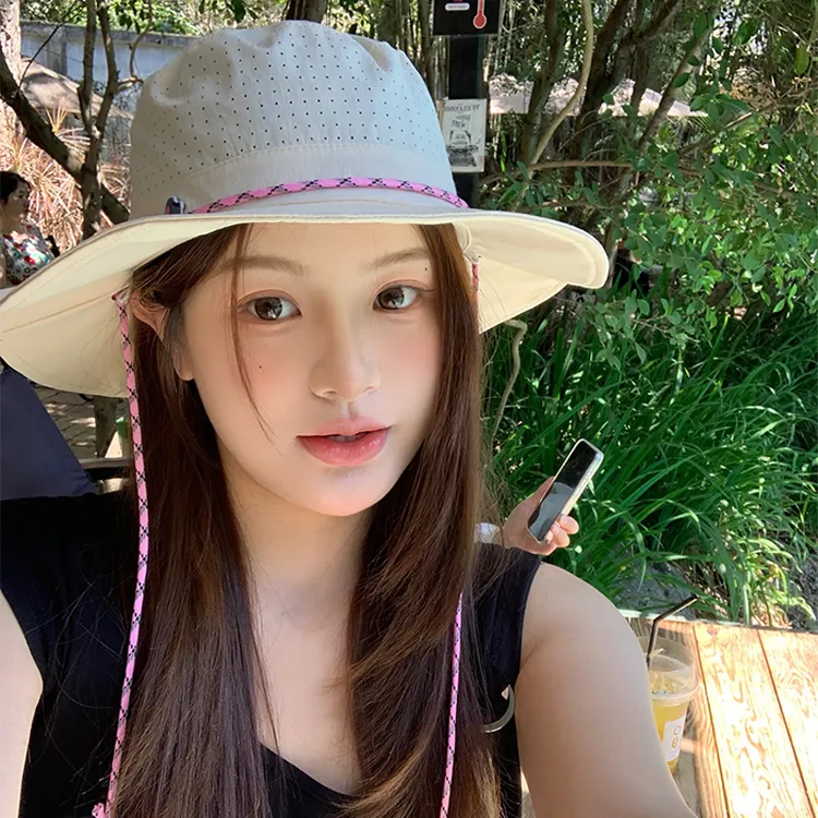 速干透气大帽檐渔夫帽女2025夏季新款时尚户外防紫外线遮阳防晒帽