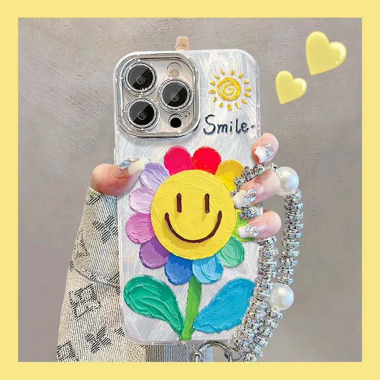 油画太阳花适用苹果15华为vivo/oppo小米iPhone16精孔羽纱手机壳