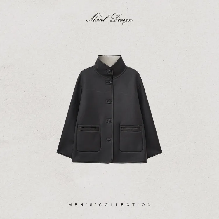 MBNL-F「Two-sided」秦磊男装绵羊皮羊毛麂皮纹理夹克LL-WWT0122