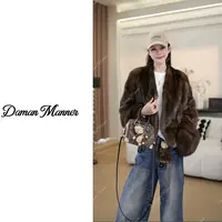DAMAN | 进口水貂俄罗斯V领短款原皮原色高奢皮草小紫Y25093