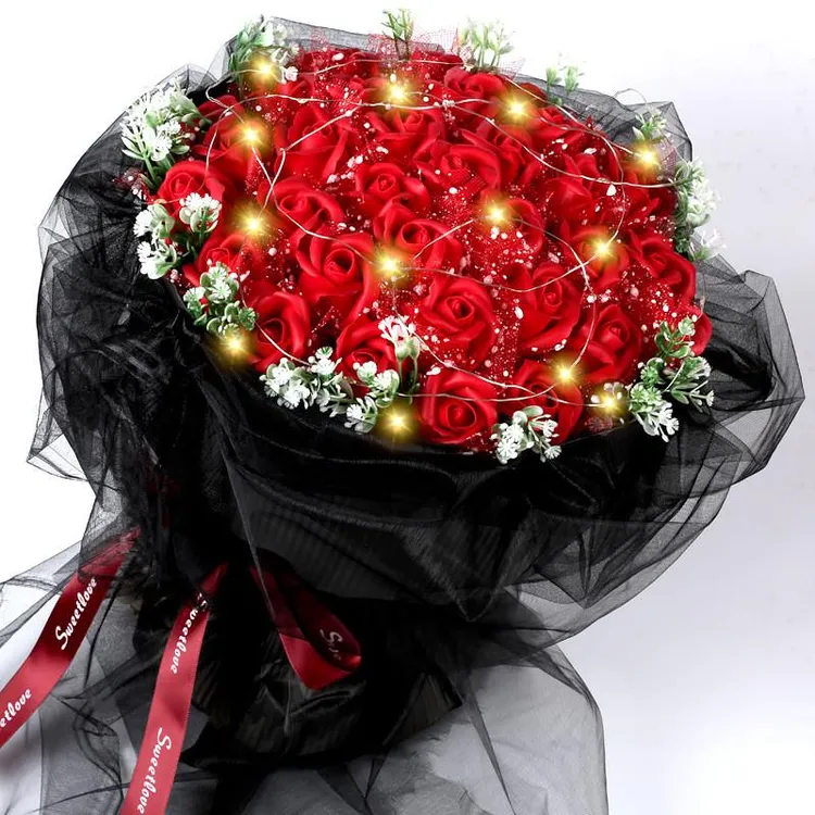 520情人节礼物送女朋友女生老婆生日仿真手捧玫瑰花香皂肥皂花束