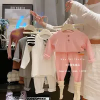 【A类森系家居服】儿童睡衣男童韩版女童纯色德绒保暖内衣秋冬季