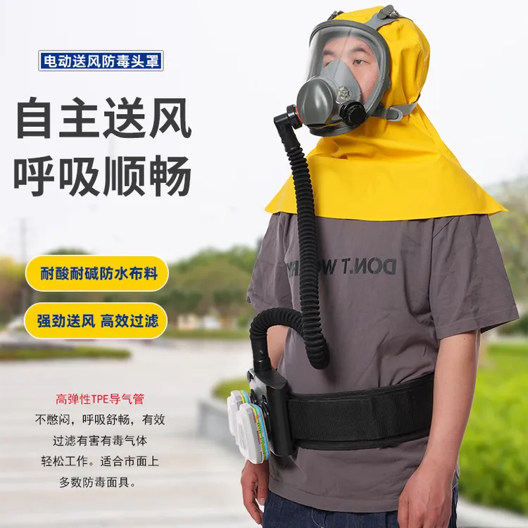 电动送风防毒面罩耐酸碱防油漆防工业粉尘辅助送风一体式防毒面具