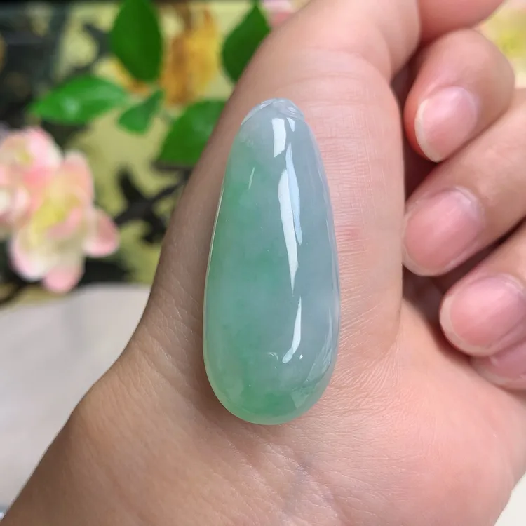 老坑老料缅甸天然翡翠A货冰润大件厚装飘花飘绿福瓜玉石挂件