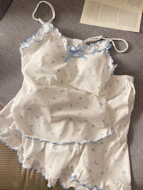 【DMXJ大梦想家】少女甜美碎花睡衣女夏季2025款纯欲短裤套装居家服