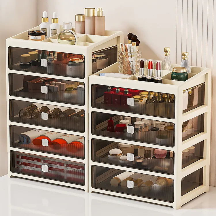 化妆品收纳盒学生宿舍收纳架家用桌面抽屉式护肤品大容量置物架子