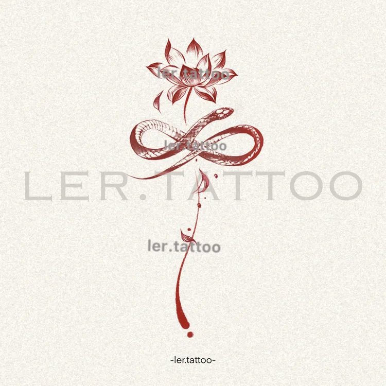 ler.tattoo｜新中式｜彩色纹身贴｜巳·莲｜全店5张包邮