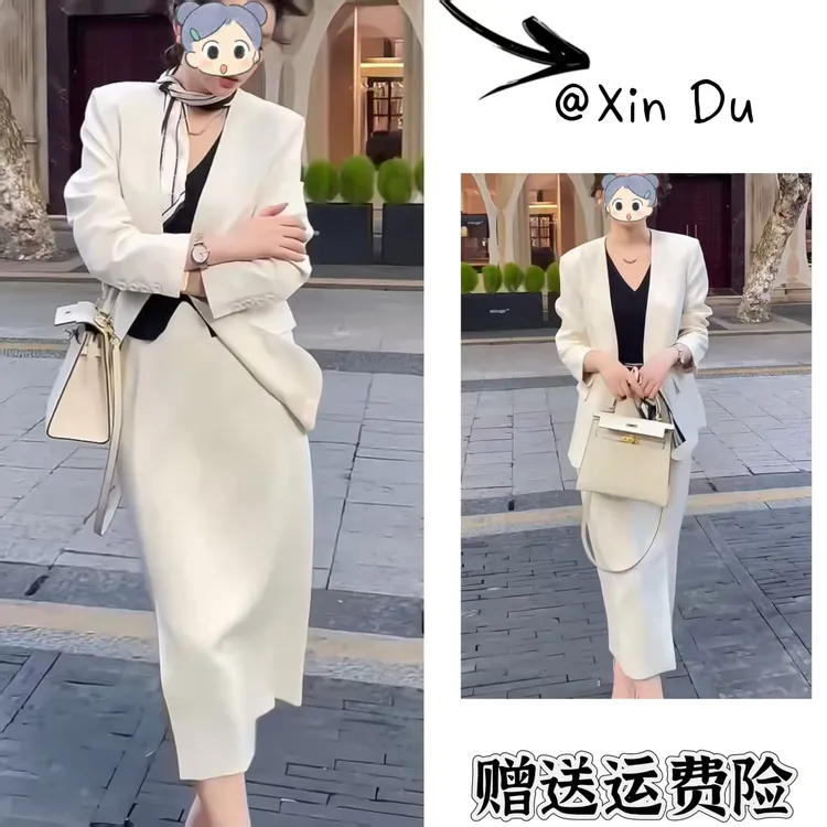 2025秋季新款时尚显瘦气质女士网红洋气两件套百搭款D23074