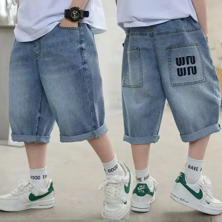 男童短裤夏季薄款2025新款七分裤中大童中裤儿童夏装轻薄牛仔裤