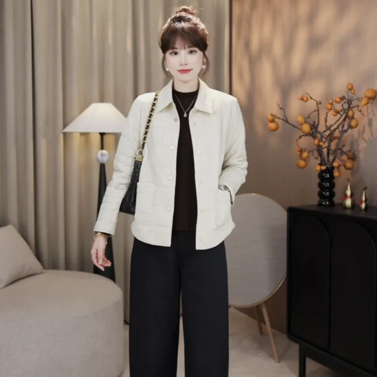 LMENY“万针绗格”精致简约~无压轻暖格行绗棉翻领棉服外套25CW025