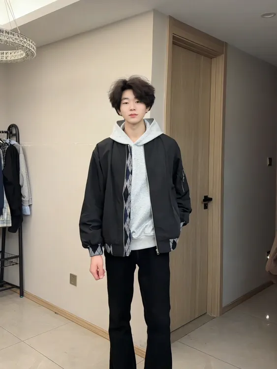 这一秒的心动美式复古菱格提花棒球服外套休闲短款百搭情侣夹克