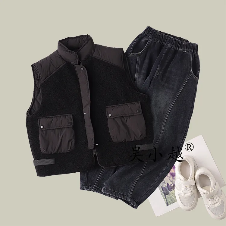 吴小越w1654儿童棉马甲新款男童韩版中大童工装坎肩秋冬背心