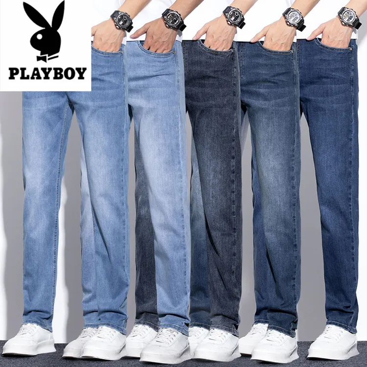 花花公子春秋商务休闲潮流百搭弹力直筒宽松户外男士男生牛仔裤