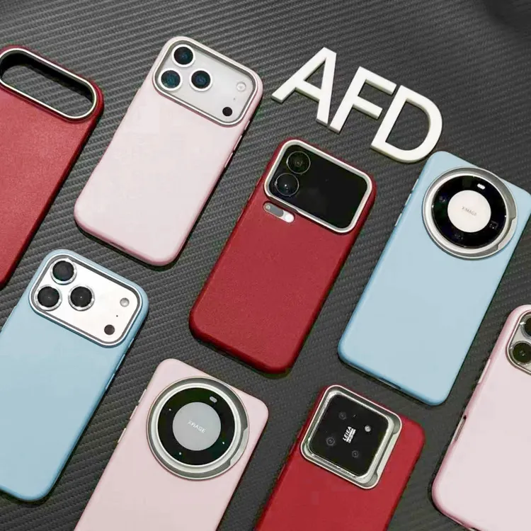 GGBond秋冬金属框皮纹适用iPhone17/16promax华为P70oppo小米vivo