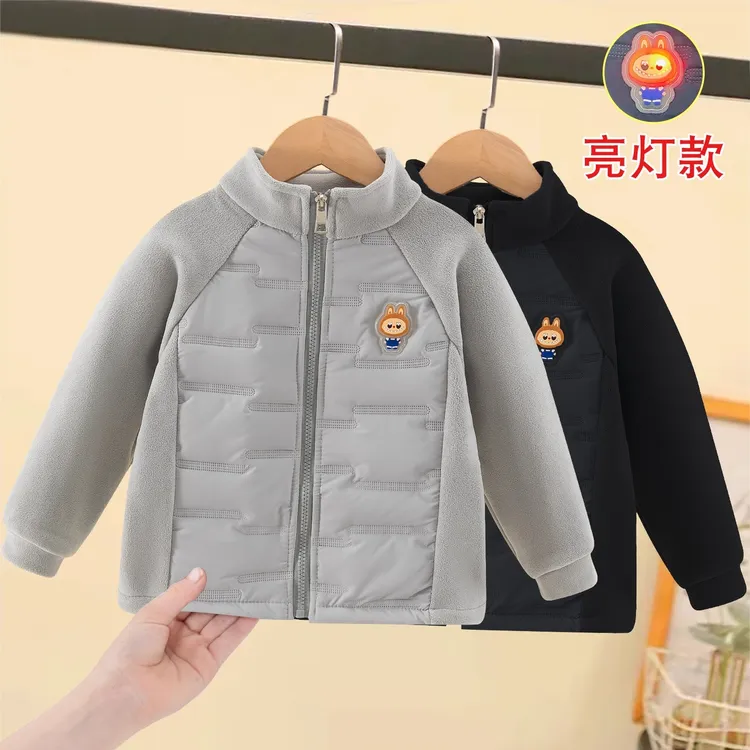 男童加绒外套秋冬款儿童摇粒绒校服神器内搭小男孩宝宝加厚棉衣潮