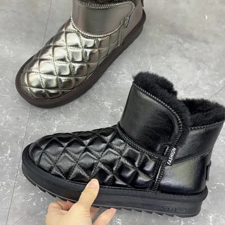 冬季保暖坡跟防水吸震时尚雪地靴加绒