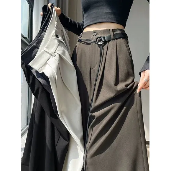 高级感西装裤女春秋季高腰显瘦梨型身材宽松直筒垂坠感拖地阔腿裤