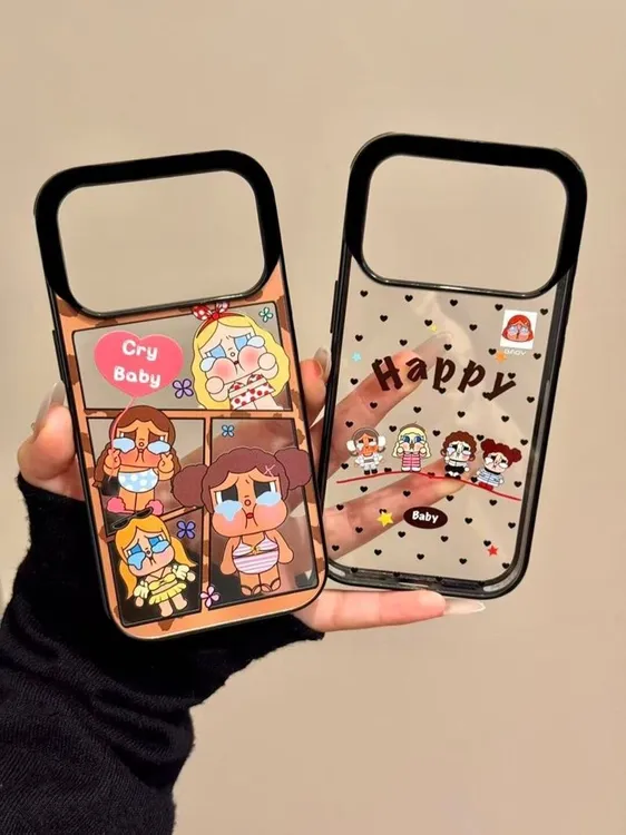 日韩比基尼哭包适用苹果17Promax手机壳16pro黑边15亚克力14/13