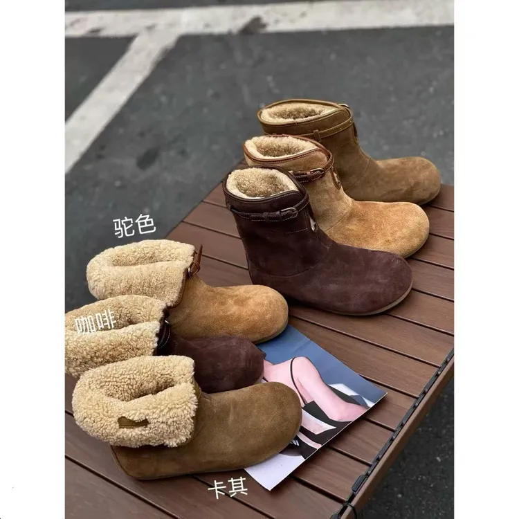 锁温冬日｜2025年新款增高3.5厘米两穿可折叠洋气雪地靴女