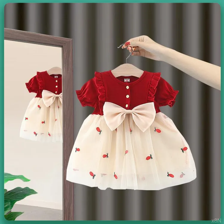 潮款婴童公主裙周岁宝宝服装女童夏装短袖连衣裙2025新款婴儿小宝