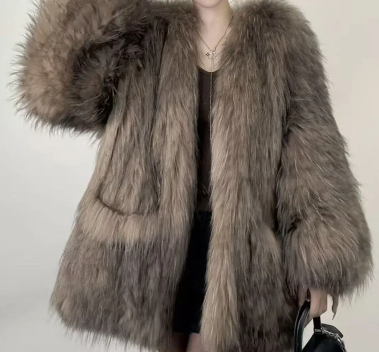 新款“慵懒周末”貉子毛双面密编网红爆款时尚女款皮草外套