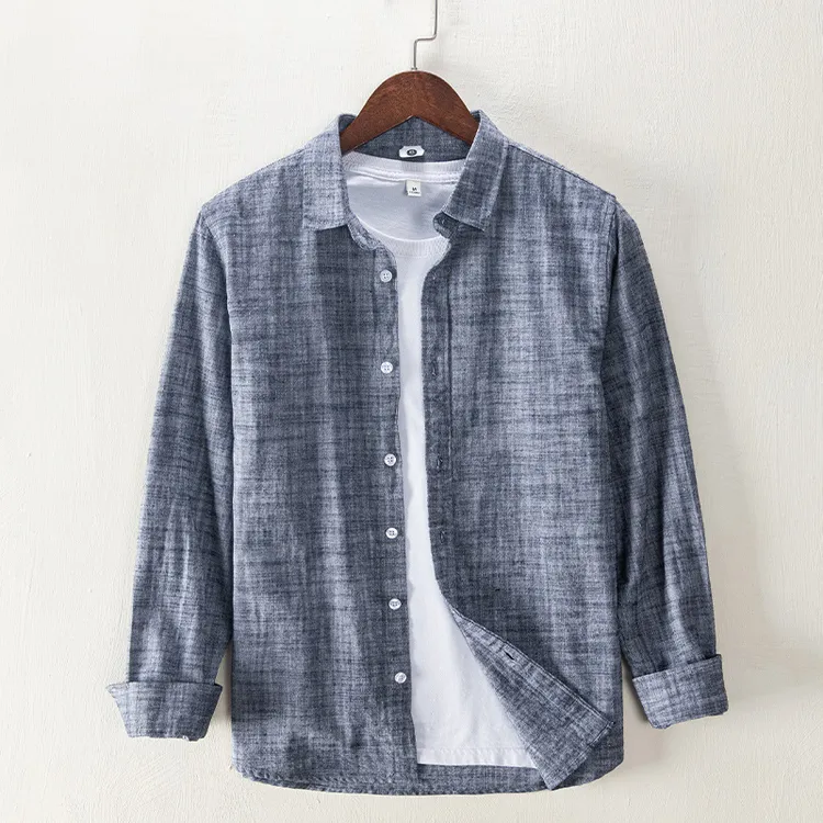 新款简约时尚衬衣男上衣休闲男士长袖纯色衬衫男青年