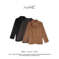 秋冬新款chic琥珀流光西服外套女麂皮绒美拉德小西装外套女 33606