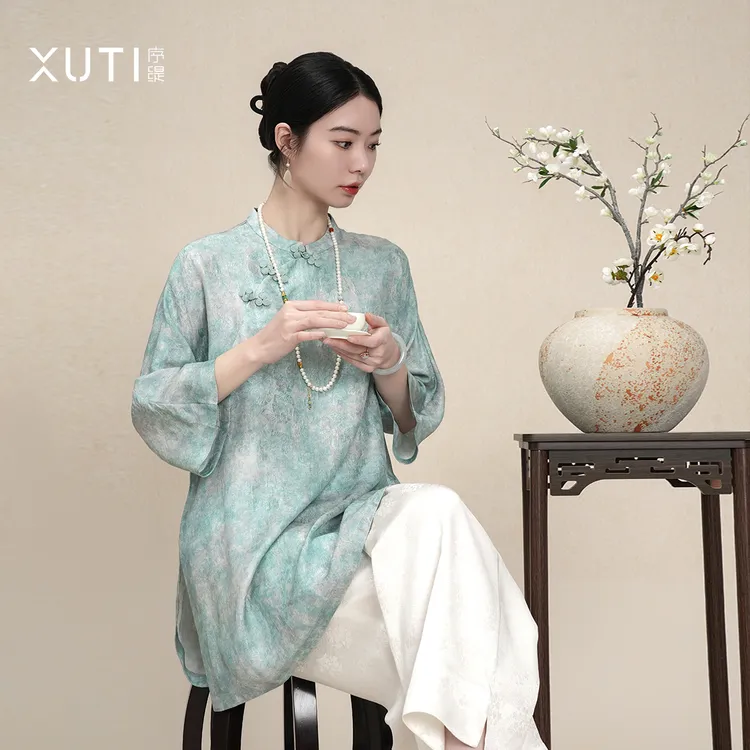 序缇100%桑蚕丝新中式梅花盘扣上衣女2026早春新款H116-27587