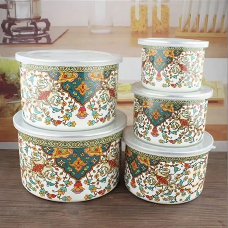 【夏依木好物】新疆包邮福利款网红搪瓷泡面锅水果盘汤锅五件套