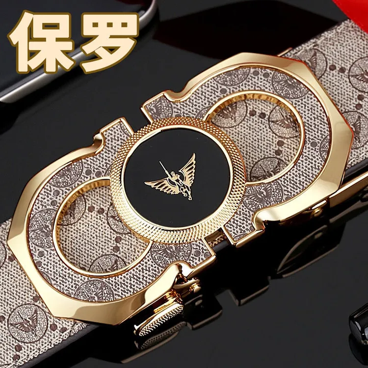 英皇保罗男士真牛皮皮带裤腰带年轻人时尚头层牛皮皮带高档休闲