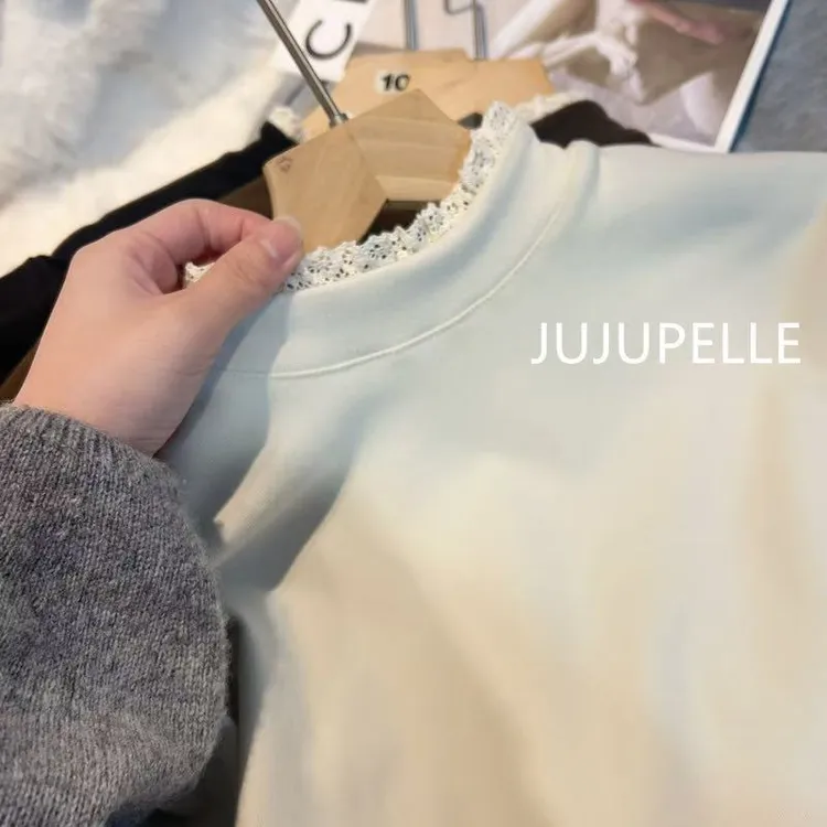 【现货】Z8133德绒花边领打底秋冬新款宽松显瘦女洋气百搭