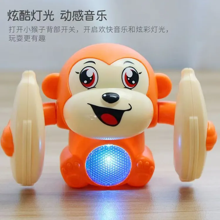 婴儿宝宝0-3岁有声会动翻滚猴训练爬行抬头儿童益智趣味电动玩具商品图