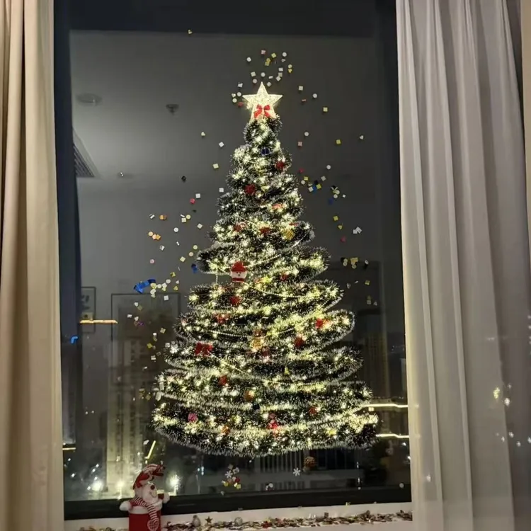 圣诞节客厅落地窗diy圣诞树挂件节日橱窗玻璃客厅墙面氛围感装XXX
