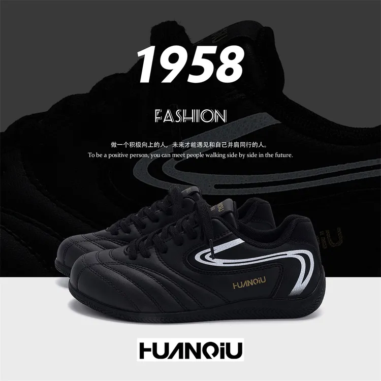 环球百搭休闲鞋2025秋季新款ins圆头低帮皮面美式鞋子黑色德训鞋