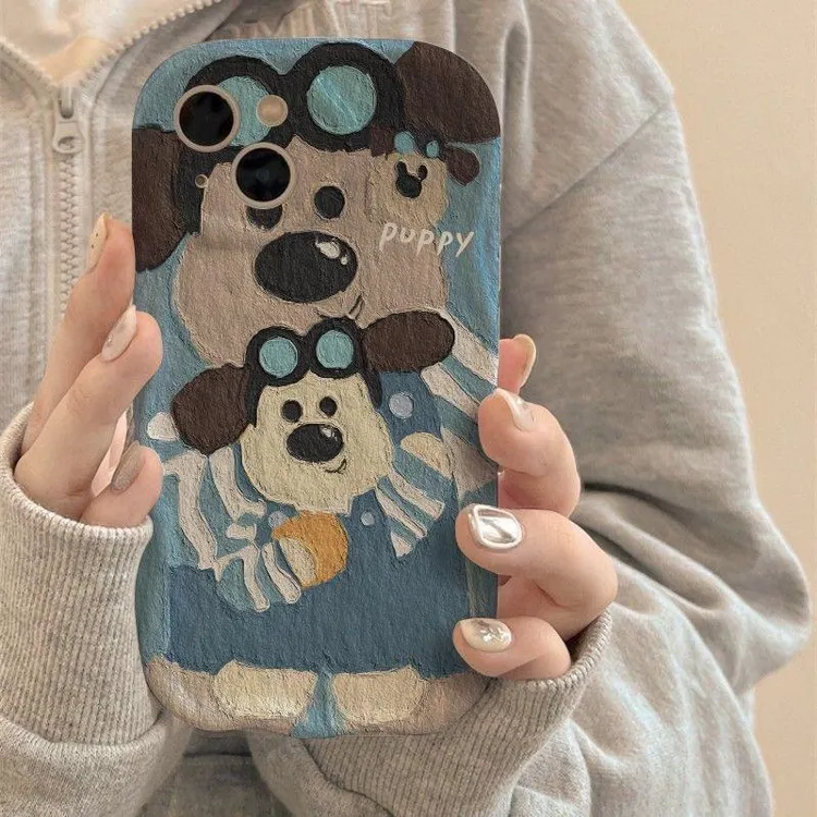 KEWU背带裤小狗适用iphone16/15手机壳苹果14华为vivo小米15oppo