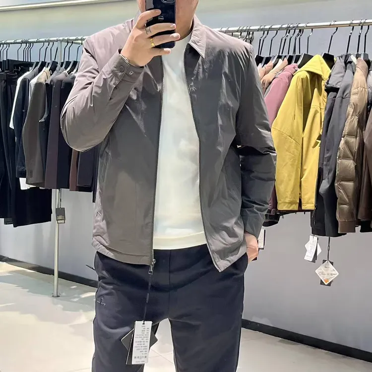 【冬季】男士商务休闲翻领鹅绒服拉链款夹克-7777