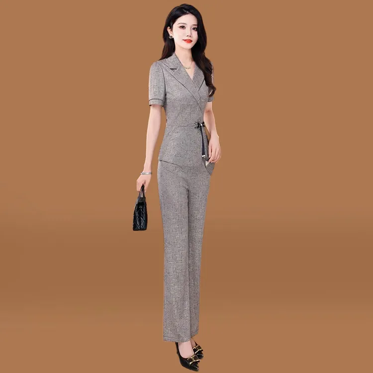 【名典圣王】高贵洋气质休闲套装2025爆款女神范短袖修身两件套裤子