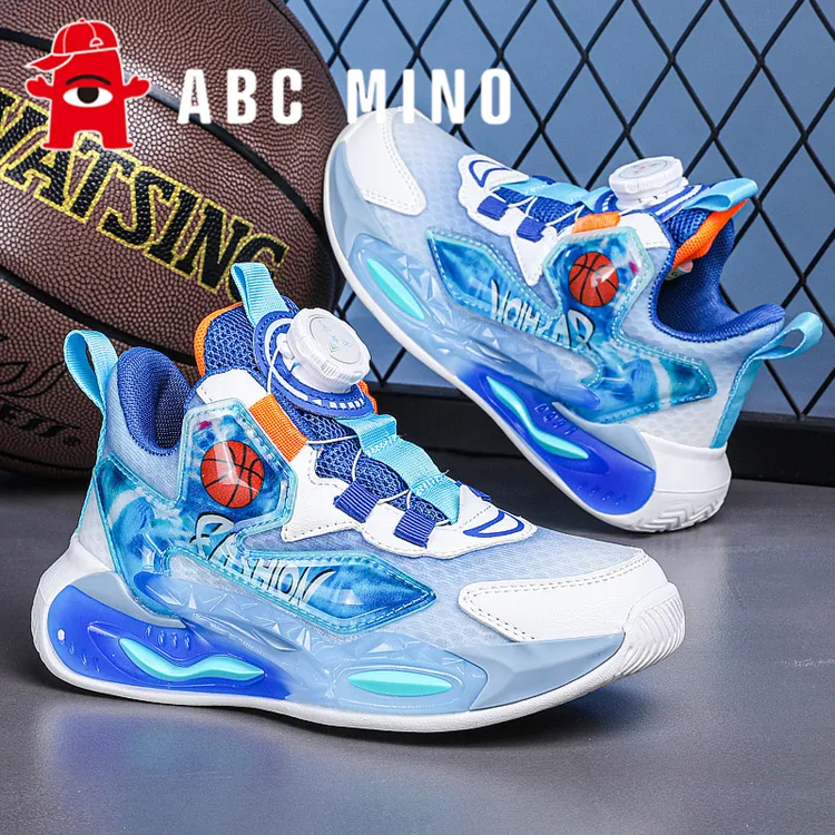 ABC MINO男童篮球鞋夏季网面透气儿童运动鞋防滑减震旋转扣中大童
