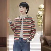 【渲渲推荐】QQ-9117秋季宽松时尚一排扣条纹小衫