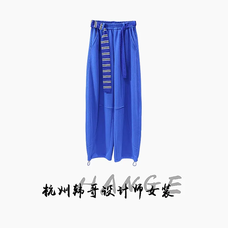 【韩哥欧货女装】冬季加绒加厚《0°C寒冬系列》琉璃蓝阔腿裤260116