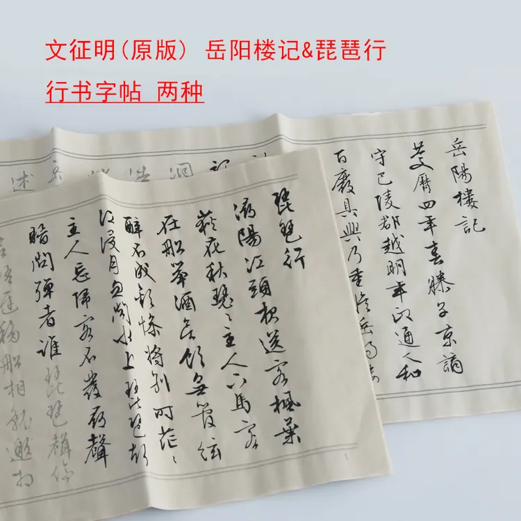 文征明行书字帖 岳阳楼记 琵琶行 仿古宣纸描红 书法字体临摹完整