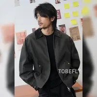 Tobefly灯芯绒翻领巴恩风复古工装夹克25秋新款美式宽松外套5840