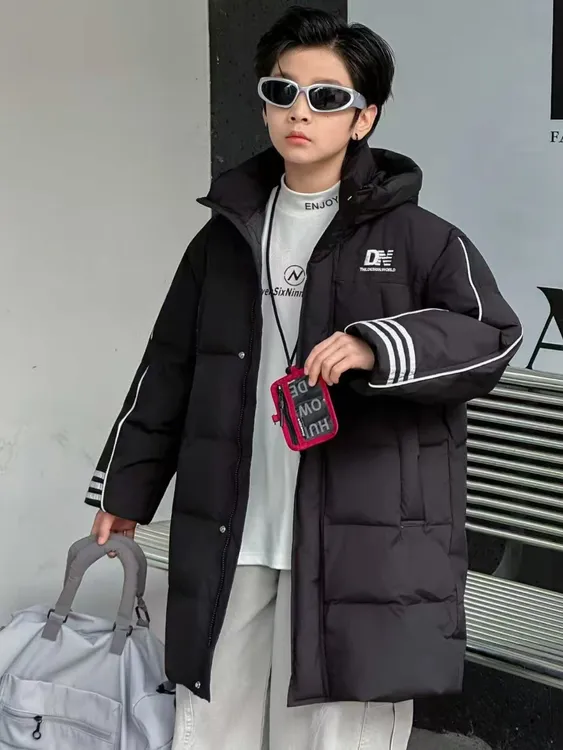 儿童羽绒服男款冬季2025新款中长款加厚中大童洋气男孩白鸭绒外套
