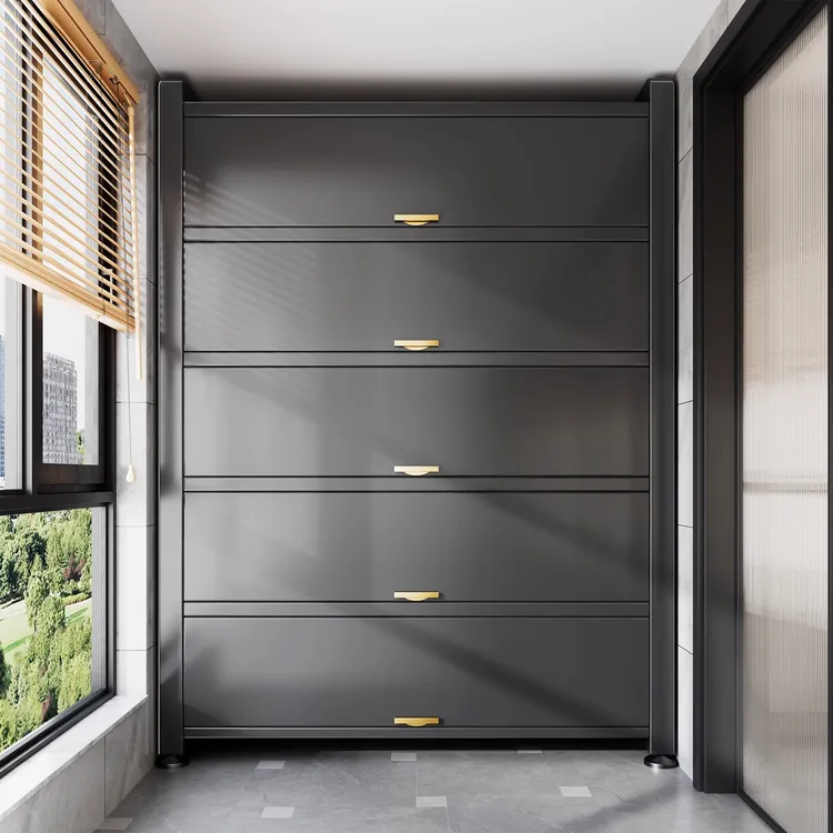 钢制阳台储物柜杂物置物靠墙一体侧边多层防水防晒专用铁皮收纳柜